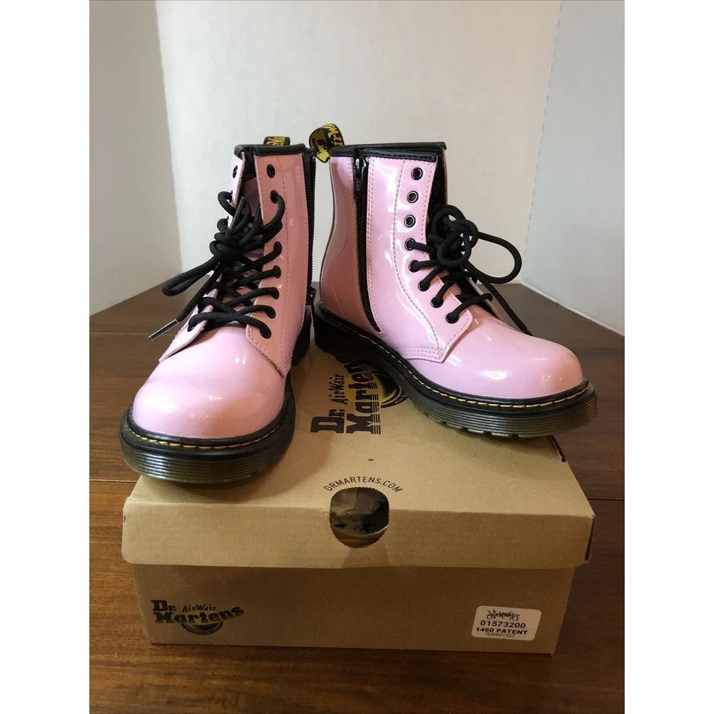 Dr. Martens Combat Boots  Girls US Youth Sz 3 Pink Air Cushioned Soles Doc New